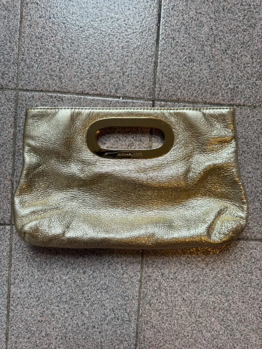 Michael Kors Metallic Gold Leather Berkley Clutch